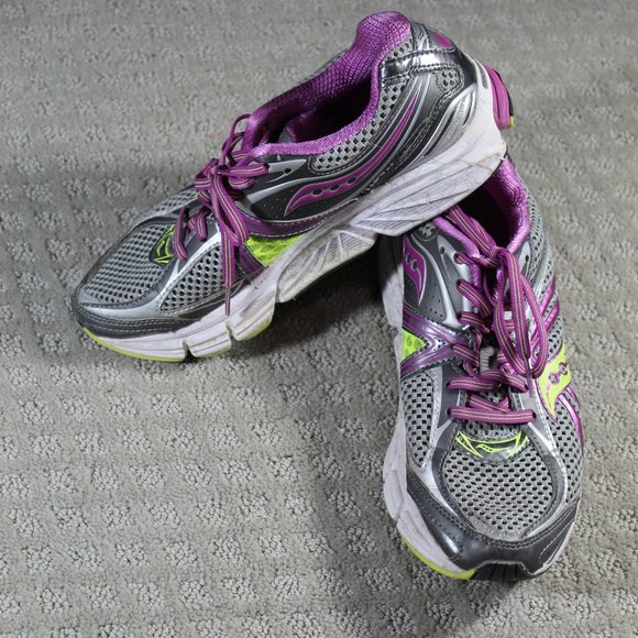 Saucony Omni 12 Power Grid Size 8 Purple and Green Athletic Sneakers - Picture 1 of 6